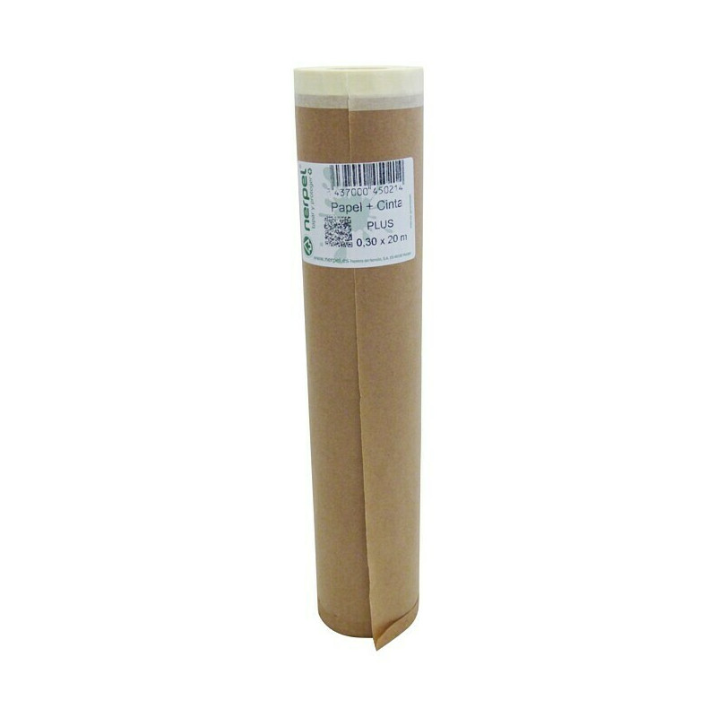 Papier kraft avec ruban pré adhésif de 30 cm. x 20 m
